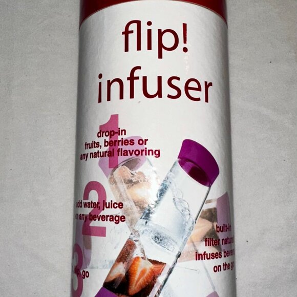 Artland Flip Infuser 20oz Glass Water Bottle Fruit Infuser Berry Pink-I017 - Picture 2 of 7